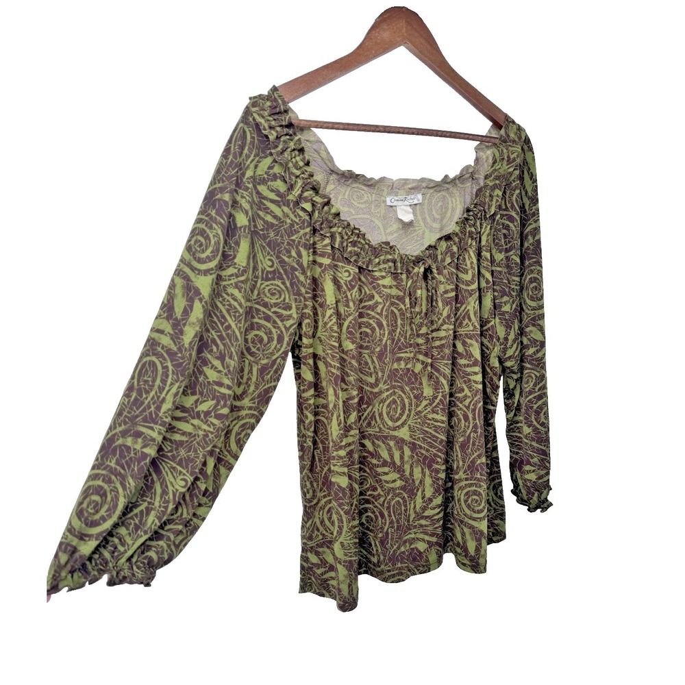 Claudia Richard 90s Y2K Style Brown Elastic Neckline forest fairy grunge boho 1X